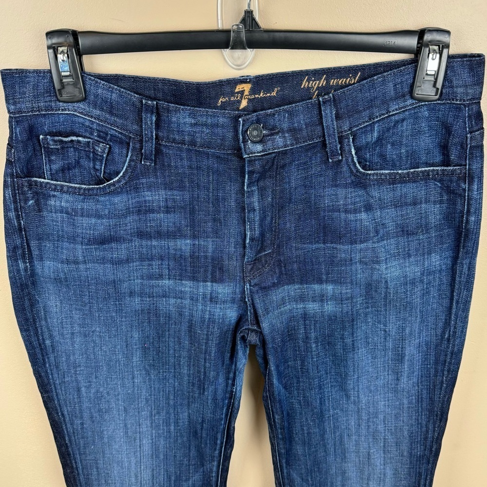 7 for All Mankind High Waist Bootcut Blue Jeans Size 32 - Picture 3 of 9